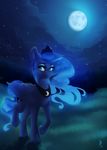  blue_feathers blue_fur blue_theme cosmic_hair detailed_background equine feathered_wings feathers female feral friendship_is_magic full_moon fur grass hair hooves horn long_hair mammal moon my_little_pony night princess_luna_(mlp) silentwulv sky solo standing star starry_sky winged_unicorn wings 