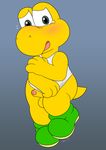  2017 anthro balls blush bottomless clothed clothing embarrassed footwear koopa koopa_troopa male mario_bros nintendo nude penis reptile scalie shell-less shirt shoes slimefur solo turtle video_games 