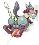  anal anal_beads anal_penetration animal_genitalia animal_penis balls blush butt canine canine_penis cum cum_while_penetrated disembodied_hand erection hands-free knot lizardbat_(artist) lucario male mammal nintendo open_mouth orgasm penetration penis pok&eacute;mon sex_toy video_games 
