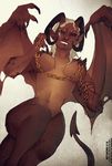  animal_humanoid breasts dragon dragon_humanoid female hair horn humanoid nipple_chain nude scales smile solo v-i wide_hips wings 