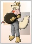  &lt;3 2010 arcanine belly big_belly black_fur canine clothing eggo21 eyes_closed fur hands_on_belly male male_pregnancy mammal navel nintendo orange_fur pok&eacute;mon pregnant shirt smile stripes sweatpants video_games 