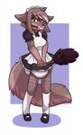  anthro apron canine clothed clothing diaper feather_duster legwear maid_uniform mammal pacifier stockings toddlergirl uniform wolf 