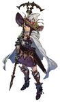  absurdres armor armored_boots armored_dress boots brown_eyes brown_hair cape flower hair_flower hair_ornament hat highres sheath sheathed skirt staff white_background wizard_hat yoshinari_you 