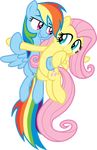  cutie_mark equine feathered_wings feathers female feral fluttershy_(mlp) friendship_is_magic hair mammal multicolored_hair my_little_pony pegasus pink_hair rainbow_dash_(mlp) rainbow_hair storfulsten_(artist) wings 