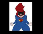  amelia_s_cooper angry anthro big_breasts blue_outfit breasts canine cape clara_kent clothing dog female haircurl husky insignia kryptonian mammal mr.pink open_mouth red_cape red_eyes siberian_husky simple_background solo superhero superhusky superman teeth white_background 