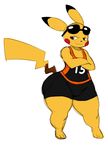  anthro big_booty_pikachu big_butt bulge butt clothed clothing eyewear eyewear_on_head fan_character hi_res male nintendo pikachu pok&eacute;mon shorts simple_background solo sssonic2 sunglasses sunglasses_on_head video_games 