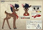  black_nose blue_hair brown_feathers brown_fur cervine cutie_mark deer feathers fur gradient_eyes hair hooves mammal my_little_pony reference_shett smile solo standing yakovlev-vad 
