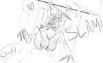  &lt;3 3_toes anon anthro big_breasts bouncing_breasts breasts claws cowgirl_position dialogue digital_media_(artwork) dragon dragoon dragoon_(nobody) duo english_text erect_nipples eyeless falling female female_on_top flying garbledina holding_object holding_weapon horn human human_on_anthro interspecies kingdom_hearts legs_up long_neck lying male male/female mammal melee_weapon monochrome motion_lines nipples nobody_(kingdom_hearts) on_back on_top onomatopoeia open_mouth penetration penis polearm pussy raised_arm scalie sex sharp_claws sharp_teeth sketch solo_focus sound_effects spear speech_bubble spread_legs spreading square_enix teeth text toes vaginal vaginal_penetration vein veiny_penis video_games weapon western_dragon wings 