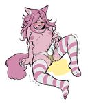 anthro breasts cat claws clothing drooling feline female hair ikiruse legwear mammal masturbation nipples open_mouth panties peeing saliva sex_toy shaking simple_background solo stockings tongue tongue_out trembling underwear urine vibrator watersports 