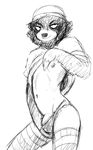  2017 :&gt; anthro athletic bedroom_eyes black_and_white black_nose bulge claws clothed clothing clothing_lift fur hair half-closed_eyes hand_in_panties hand_in_underwear hand_on_chest hat hi_res hladilnik legwear line_art looking_at_viewer male mammal monochrome nipples nobby_(character) panties partially_clothed portrait seductive shirt shirt_lift simple_background sloth smile solo stockings striped_legwear striped_panties stripes thigh_highs three-quarter_portrait underwear underwear_aside white_background 