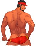  1boy ass bara beard lifeguard looking_at_viewer muscle sakuramaru123 solo topless 