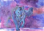  blue_fur canine feral fox fur fuzzymaro mammal traditional_media_(artwork) watercolor_(artwork) 