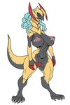  2017 anthro breasts dragon female hair haxorus nintendo nude oh-jiji pok&eacute;mon simple_background solo video_games 