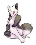  alfa(nenana) blush breasts canine female fur grey_fur hi_res jalle looking_down mammal sitting smile white_fur wolf 