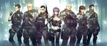  batou beard body_armor boma_(ghost_in_the_shell) cigarette commentary cyberpunk cyborg facial_hair ghost_in_the_shell ghost_in_the_shell:_stand_alone_complex_-_first_assault_online ghost_in_the_shell_stand_alone_complex gun handgun ishikawa kusanagi_motoko manly multiple_boys paz police realistic saitou_(ghost_in_the_shell) science_fiction submachine_gun tataar togusa vest weapon 