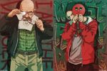  2boys belt breaking_bad glasses jesse_pinkman multiple_boys paper reducto1_(artist) walter_white 