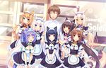  &gt;:) 6+girls :d animal_band_legwear animal_ears apron arm_hug azuki_(sayori) bangs bell bell_choker black_dress black_hair blonde_hair blue_bow blue_eyes blunt_bangs blush bow bowtie breasts brother_and_sister brown_eyes brown_hair cat_band_legwear cat_ears cat_tail character_name chocola_(sayori) choker cinnamon_(sayori) cleavage closed_eyes coconut_(sayori) dress dutch_angle eyebrows_visible_through_hair facing_viewer frilled_apron frilled_dress frills game_cg green_bow green_eyes grin hair_ribbon hand_in_hair hands_on_hips hands_on_lap hands_together heart heart_necklace heterochromia leaning_forward lens_flare long_hair looking_at_viewer maid maid_headdress maple_(sayori) medium_breasts minazuki_kashou minazuki_shigure multiple_girls name_tag nekopara one_eye_closed one_side_up open_mouth orange_bow outdoors pink_bow platinum_blonde_hair ponytail purple_bow purple_eyes purple_hair ribbon sayori short_dress short_hair short_sleeves siblings small_breasts smile sparkle tail thighhighs twintails two_side_up v v-shaped_eyebrows v_arms vanilla_(sayori) very_long_hair waist_apron white_apron white_hair white_legwear wrist_cuffs yellow_bow yellow_eyes |d 