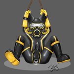  animal_genitalia bdsm bondage boots bound breath_play catsuit_(disambiguation) clothing footwear gas_mask gloves mask rubber rubber_suit sheath tobby tobby_wolf(cubrubber) 