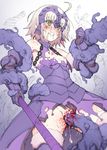  ahoge armor blood censored clitoris cum cum_in_pussy eyebrows_visible_through_hair fate/grand_order fate_(series) grimace headpiece holding_weapon jeanne_alter nipples rape restrained ruler_(fate/apocrypha) short_hair small_breasts tears tentacle torn_clothes vaginal virgin weapon white_hair yellow_eyes 
