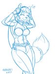  anthro bodysuit breasts canine chest_tuft clothing dancing eyes_closed female fox happy headphones heresy_(artist) jewelry krystal mammal monochrome music nintendo portable_music_player sketch skinsuit smile solo star_fox tail_ring tight_clothing tuft video_games 