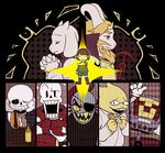  2016 alphys animated_skeleton anthro asgore_dreemurr blonde_hair bone boots boss_monster cape caprine clothing crown eye_patch eyewear facial_hair female fish food footwear glasses goat hair hoodie horn hot_dog human ketchup lab_coat lizard long_ears machine male mammal marine melee_weapon mettaton mustard papyrus_(undertale) polearm protagonist_(undertale) reptile rie_(artist) robe robot sad sans_(undertale) scalie skeleton smile snow snowing sweater thumbs_up toriel trident undead undertale undyne video_games weapon 