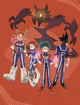  2boys 2girls boku_no_hero_academia green_hair hatsume_mei midoriya_izuku multiple_boys multiple_girls pink_hair tagme tokoyami_fumikage uraraka_ochako 