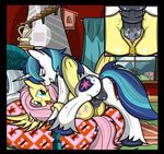  2017 animal_genitalia animal_penis animal_pussy anus ball bed blue_eyes blush cutie_mark duo equine equine_penis equine_pussy erection eye_contact female feral fluttershy_(mlp) friendship_is_magic hair horn inside male male/female mammal my_little_pony on_bed paperlover pegasus penetration penis pink_hair pussy pussy_juice sex shining_armor_(mlp) spread_legs spread_wings spreading unicorn vaginal vaginal_penetration window wings 