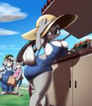  2017 anthro big_breasts bonnie_hopps breasts cleavage clothed clothing disney female group huge_breasts judy_hopps kojiro-highwind lagomorph male mammal rabbit stu_hopps zootopia 