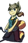  2016 :3 anthro barefoot blue_eyes canine clothed clothing controller english_text eri_washington_(panzery25) female fox game_controller gaming holding_object kneeling looking_at_viewer mammal panzery25 signature simple_background smile solo text white_background 