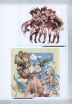  :d ;d ^_^ absurdres bare_shoulders barefoot bird black_hair blonde_hair blue_eyes blue_hair blush book boots canna_(granblue_fantasy) cape closed_eyes collarbone detached_sleeves diantha_(granblue_fantasy) diola_(granblue_fantasy) dress elbow_gloves frilled_skirt frills girl_sandwich gloves granblue_fantasy hair_bun harie_(granblue_fantasy) hat highres jewelry knee_boots linaria_(granblue_fantasy) looking_at_viewer lyria_(granblue_fantasy) minaba_hideo multiple_girls non-web_source official_art one_eye_closed open_mouth parrot pointy_ears puffy_sleeves purple_hair ribbon sandwiched scan short_dress short_hair shorts side_ponytail simple_background skirt smile star thighhighs thighlet v white_background zettai_ryouiki 