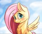 2017 alcor90 blush equine female feral fluttershy_(mlp) friendship_is_magic hair long_hair looking_at_viewer mammal my_little_pony pegasus pink_hair solo wings 