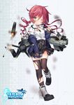  :d ace_virgin aqua_eyes drill_hair full_body highres jiang-ge miniskirt necktie open_mouth personification pleated_skirt propeller red_hair sea_fury_(ace_virgin) sea_fury_(airplane) skirt smile solo standing thighhighs uniform wings 