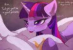  2017 blush cutie_mark dialogue duo english_text equine eyebrows eyelashes female female/female feral friendship_is_magic fur hair horn long_hair magnaluna mammal my_little_pony princess_celestia_(mlp) purple_eyes purple_fur pussy pussy_juice smile text tongue tongue_out twilight_sparkle_(mlp) unicorn 