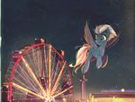  2017 equine feathered_wings feathers female feral ferris_wheel flying friendship_is_magic hair mammal mirroredsea my_little_pony night night_glider_(mlp) pegasus sky solo white_hair wings 