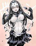  black_hair blame! blame_gakuen! blush breasts exploding_clothes glasses large_breasts long_hair open_mouth pale_skin pcell silicon_creature silver_eyes skirt solo surprised torn_clothes tsuda_nanafushi 