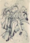  armor cape closed_eyes female_my_unit_(fire_emblem_if) fire_emblem graphite_(medium) my_unit_(fire_emblem_if) shiratsu_(white-seaside) smile solo traditional_media 