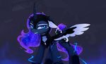  armor blue_fur cosmic_hair cutie_mark equine eyelashes feathered_wings feathers female feral friendship_is_magic fur horn magnaluna mammal my_little_pony princess_luna_(mlp) smile solo winged_unicorn wings 