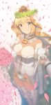  1girl absurdres ahoge bangs bare_shoulders belt blonde_hair blush bodysuit bouquet breasts bridal_veil chain cleavage detached_collar elbow_gloves erubesuto eyebrows_visible_through_hair fate/extra fate/extra_ccc fate/grand_order fate_(series) flower gloves green_eyes head_tilt highleg highleg_leotard highres holding holding_bouquet holding_hands large_breasts leotard light_smile lips lock long_sleeves looking_at_viewer medium_breasts nero_claudius_(bride)_(fate) nero_claudius_(fate)_(all) out_of_frame outstretched_hand padlock parted_lips petals pink_flower pink_rose pov pov_hands red_flower red_rose rose short_hair simple_background solo_focus standing strapless strapless_leotard tareme thighhighs veil white_background white_gloves white_legwear white_leotard white_sleeves wide_sleeves wrist_cuffs zipper 