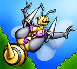  2017 absurd_res anthro beedrill big_breasts bikini breasts camel_toe cleavage clothed clothing erect_nipples female happyanthro hi_res nintendo nipple_bulge nipples pok&eacute;mon solo swimsuit video_games 