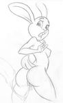  after_sex anthro breasts butt cum cum_in_pussy cum_inside cum_string disembodied_penis duo female greyscale half-erect lagomorph looking_back male male/female mammal monochrome nipples nude penis pussy rabbit zoobastik 