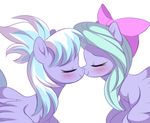  2017 blush cloud_chaser_(mlp) duo equine eyelashes eyes_closed feathered_wings feathers female feral flitter_(mlp) friendship_is_magic hair hair_bow hair_ribbon long_hair mammal momomistress multicolored_hair my_little_pony pegasus ribbons sibling simple_background sisters smile two_tone_hair white_background wings 