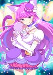  blush choker cure_macaron dress hat kirakira_precure_a_la_mode long_hair magical_girl purple_hair staff violet_eyes 