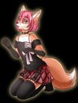  2017 anthro canine clothed clothing collar cosplay crossdressing fox girly jaxfenrir legwear male mammal sashatf simple_background skirt stockings thigh_highs 