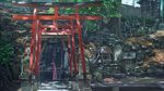  dappled_sunlight highres inari kouhaku_nawa kusakabe_(kusakabeworks) lantern leaf letterboxed mini_torii multiple_torii nature no_humans original real_world_location rock scenery shrine shrine_bell statue stone sunlight tokyo_(city) torii tree wooden_lantern 