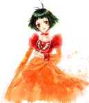  1girl ahoge brown_eyes choker dress farah_oersted green_hair open_mouth short_hair tales_of_(series) tales_of_eternia 