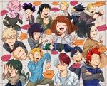  6+girls anezu animal_head aoyama_yuuga ashido_mina asui_tsuyu bakugou_katsuki blush boku_no_hero_academia closed_eyes crying emoticon happy iida_tenya jirou_kyouka kaminari_denki kirishima_eijirou midoriya_izuku mineta_minoru multiple_boys multiple_girls ojiro_mashirao open_mouth sad sero_hanta smile tears todoroki_shouto tokoyami_fumikage uraraka_ochako yaoyorozu_momo 