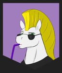  blonde_hair cartoon_network cosplay digital_media_(artwork) duckface equine eyewear fan_character green_eyes hair horse johnny_bravo looking_at_viewer male mammal mohawk portrait simple_background solo stoopedhooy straw sunglasses 