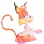  anthro backsack balls bottomless bubsy bubsy_(series) butt clothed clothing feline gerkk lynx male mammal solo video_games 
