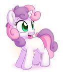  2017 bobdude0 cub equine female feral friendship_is_magic hair hi_res horn mammal multicolored_hair my_little_pony open_mouth open_smile pink_hair purple_hair simple_background smile solo sweetie_belle_(mlp) two_tone_hair unicorn white_background young 