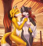  anthro breasts canine collar duo female fox hybrid imanika mammal nipples pussy smile standing tril-mizzrim wings 